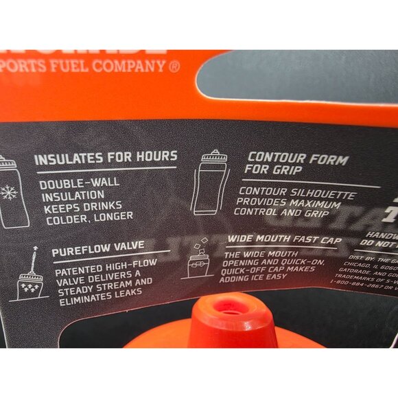 Gatorade 30oz Double-Wall Insulated Squeeze Bottle With Red Lid BPA-Free - Picture 7 of 8